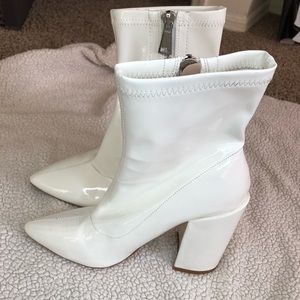 PrettyLittleThing White Ankle Boots